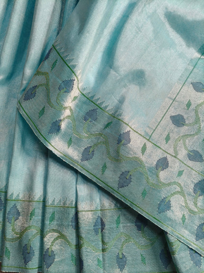 BLUE TISSUE SILK PURE HANDLOOM PAITHANI SAREE