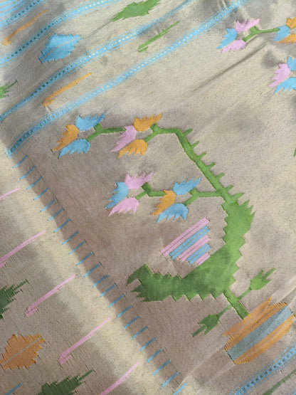 BLUE SILK PURE HANDLOOM PAITHANI SAREE