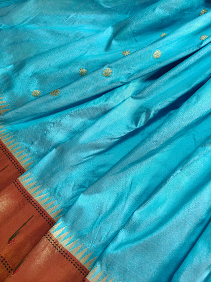 BLUE SILK PURE HANDLOOM PAITHANI SAREE