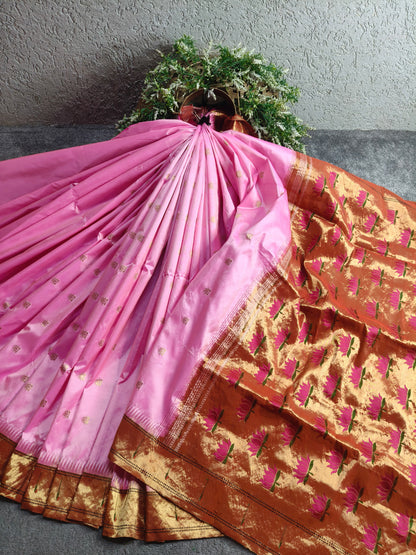 PINK SILK PURE HANDLOOM PAITHANI SAREE
