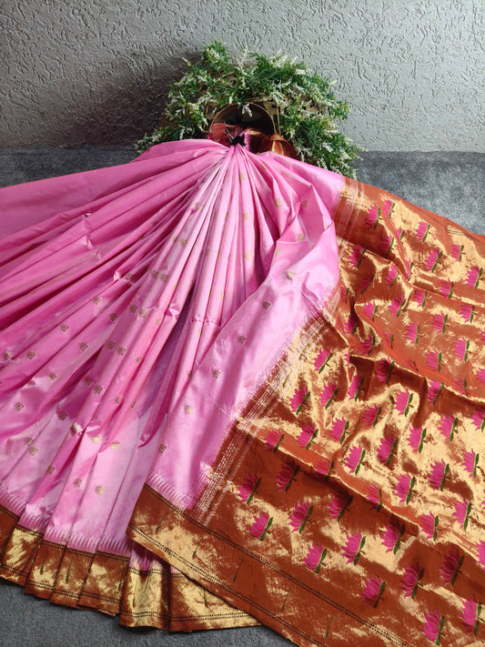 PINK SILK PURE HANDLOOM PAITHANI SAREE