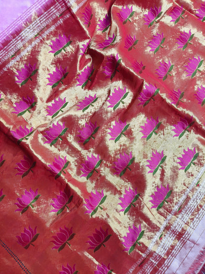 PINK SILK PURE HANDLOOM PAITHANI SAREE
