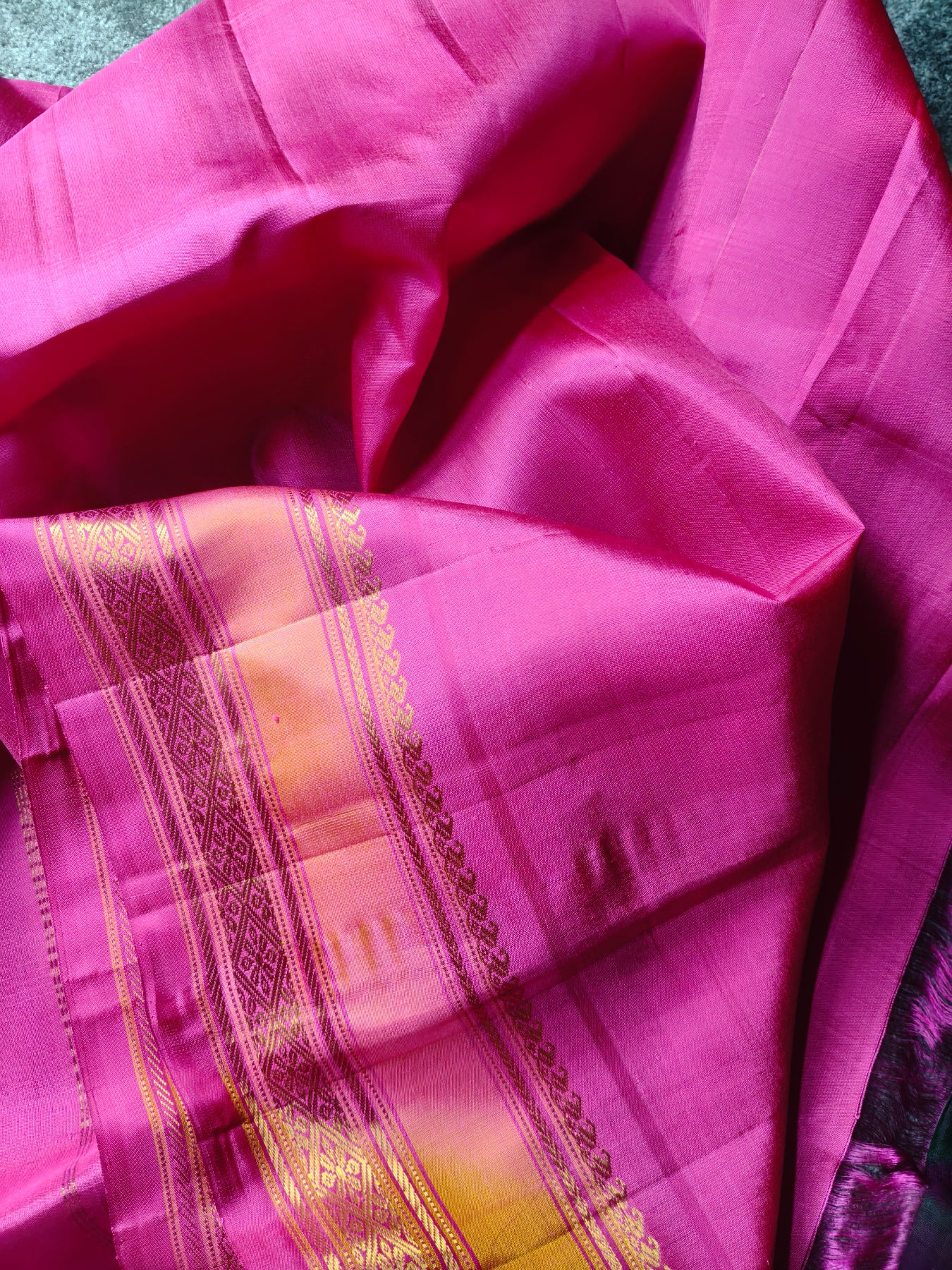PURPLE BLUE SILK PURE HANDLOOM GADWAL SAREE