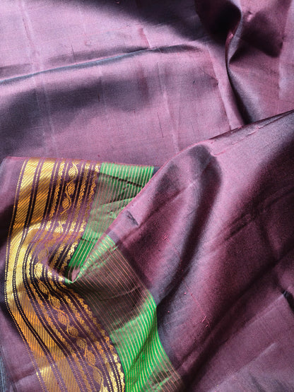 BLUE SILK PURE HANDLOOM GADWAL SAREE