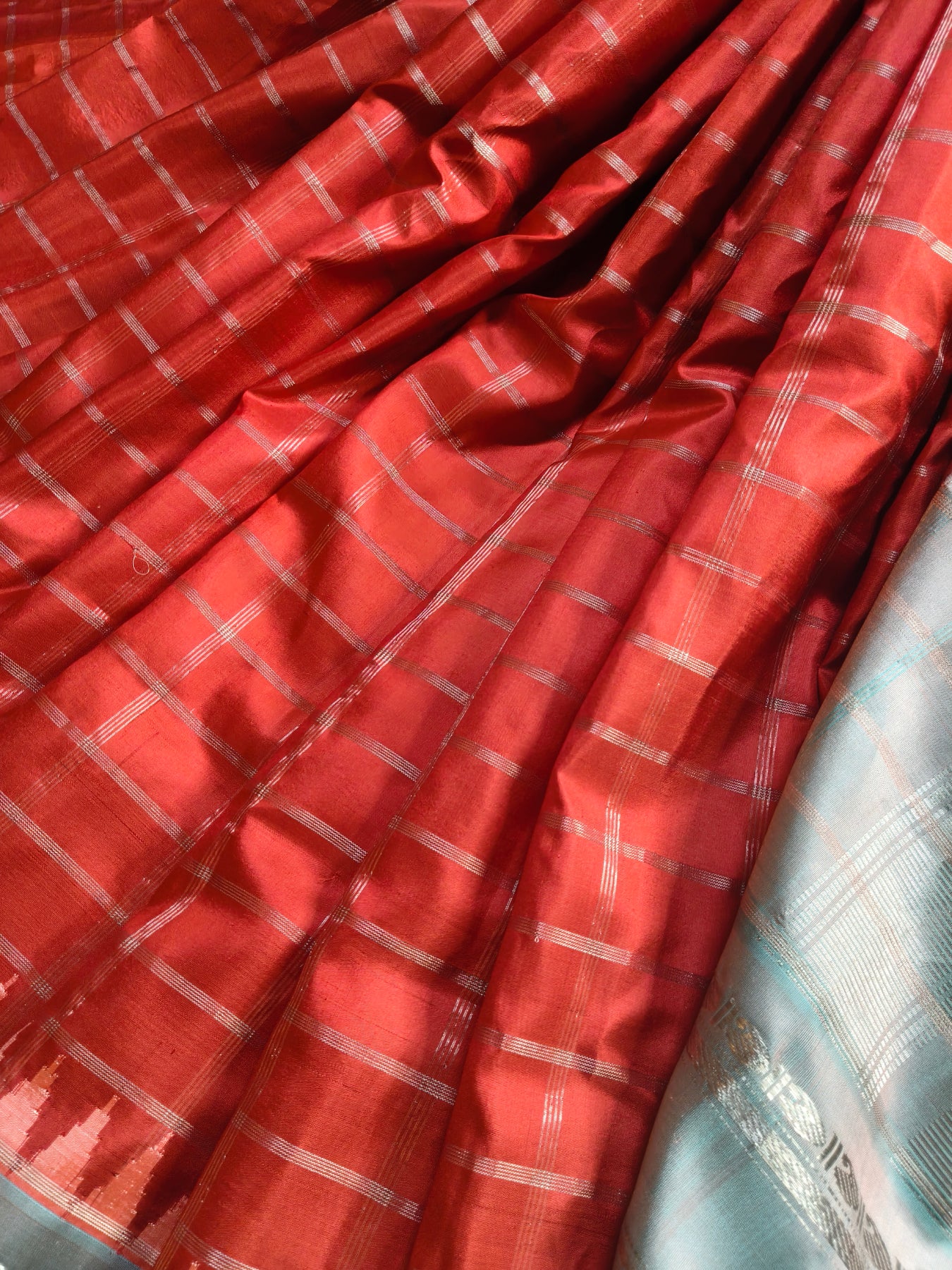 RED SILK PURE HANDLOOM GADWAL SAREE