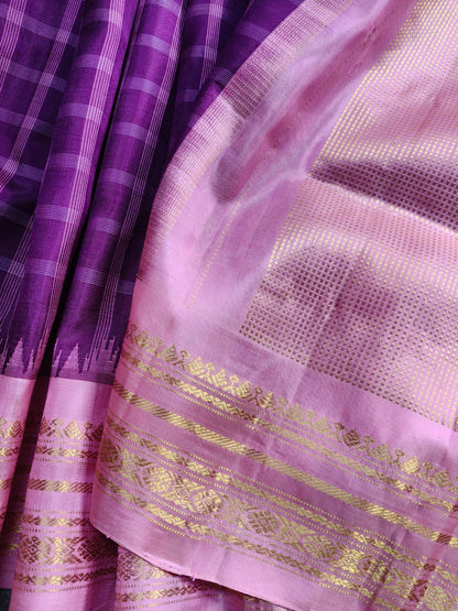WINE SILK PURE HANDLOOM GADWAL SAREE