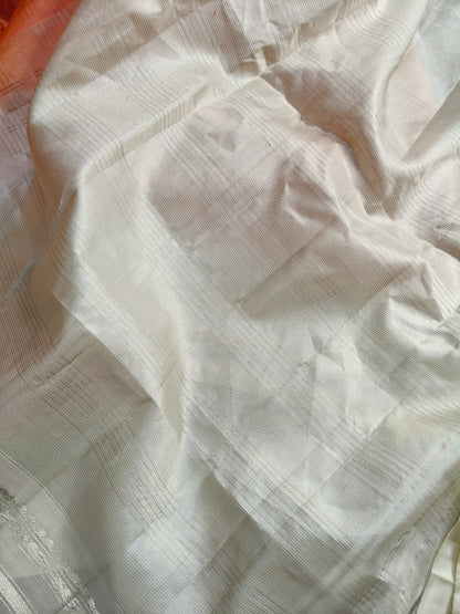 CORAL SILK PURE HANDLOOM GADWAL SAREE