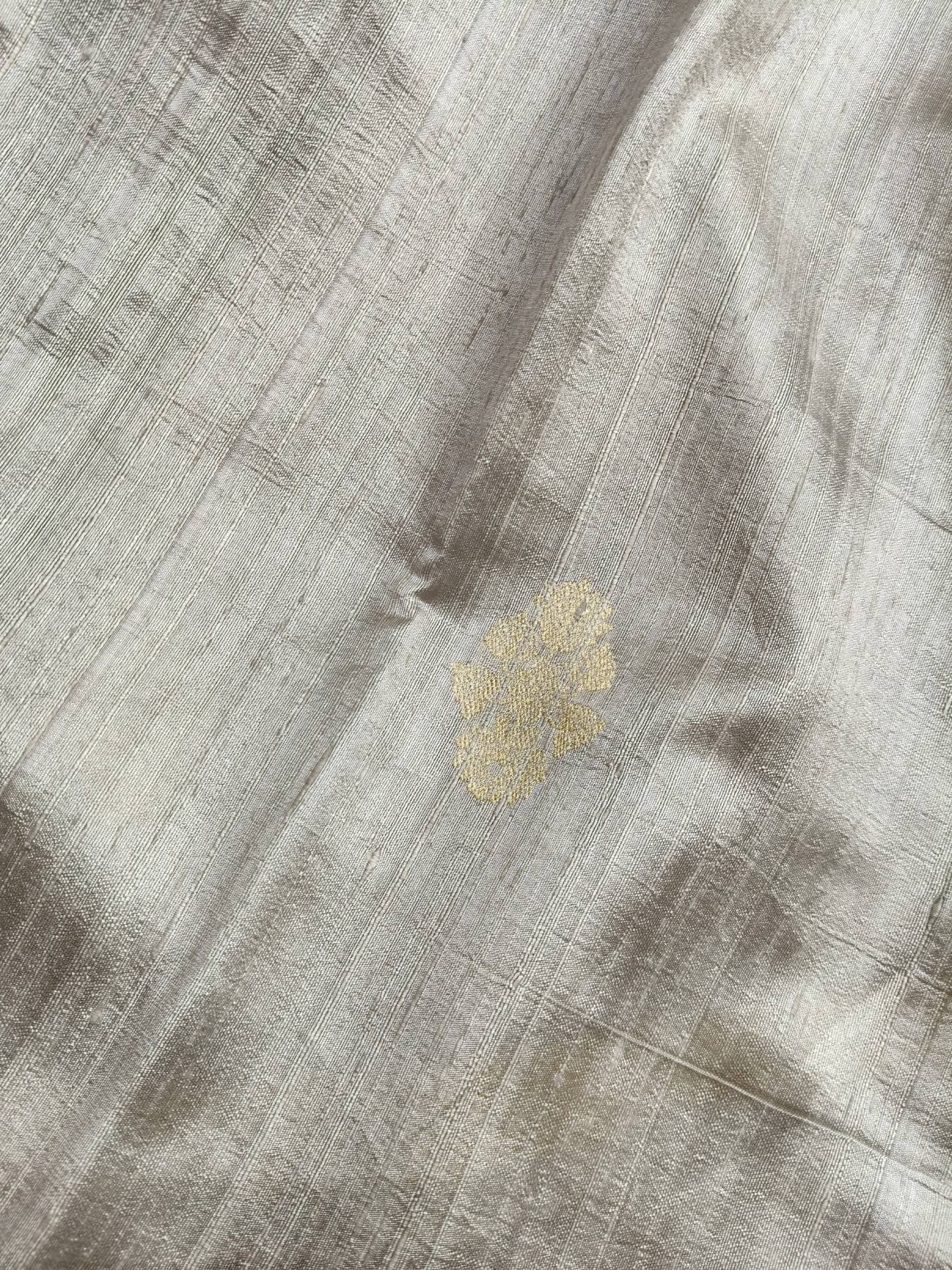 GREY AND SEA BLUE SHADED DUPION SILK PURE HANDLOOM BANARASI SAREE