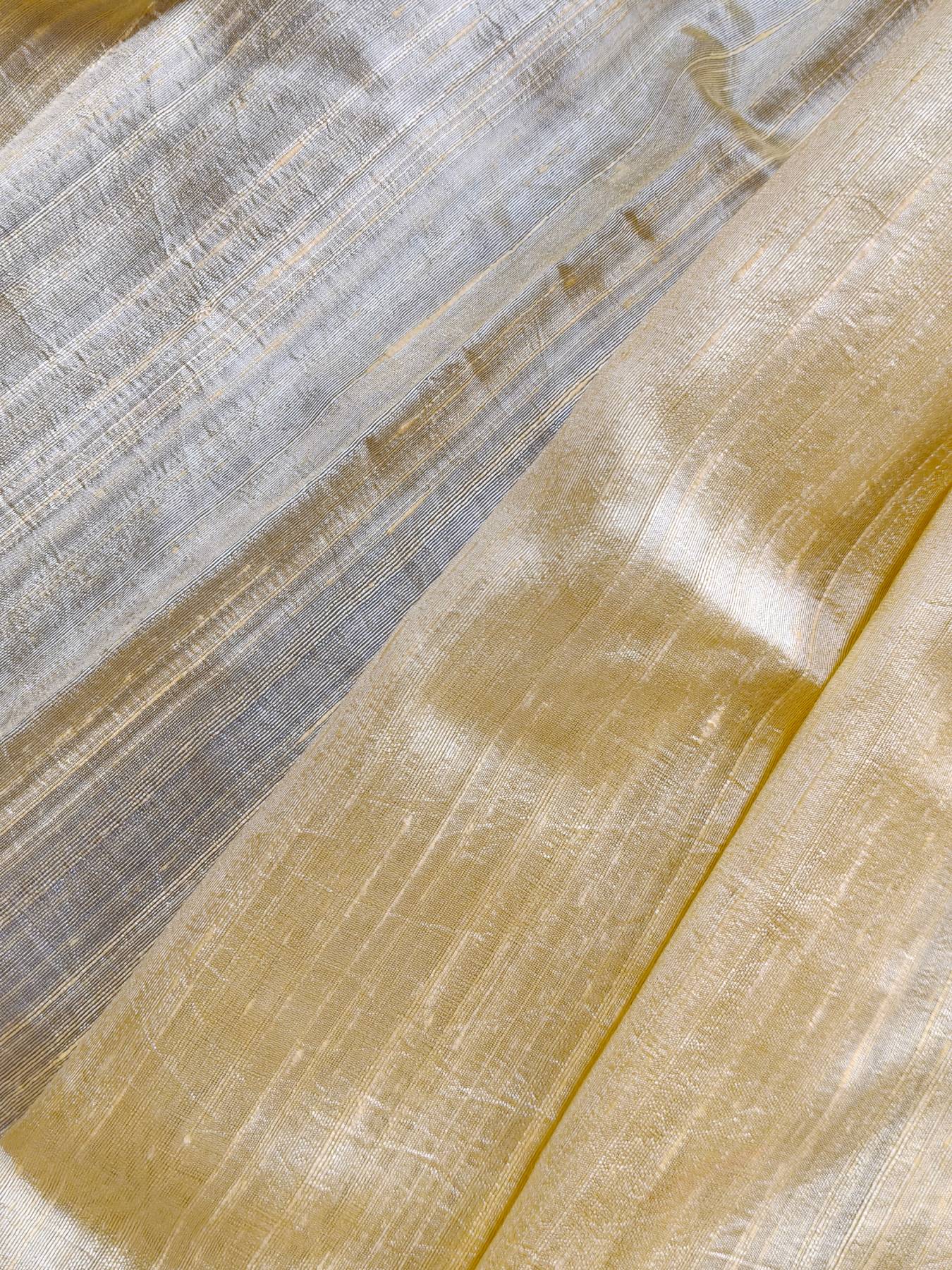 PINK PEACH YELLOW SHADED DUPION SILK PURE HANDLOOM BANARASI SAREE