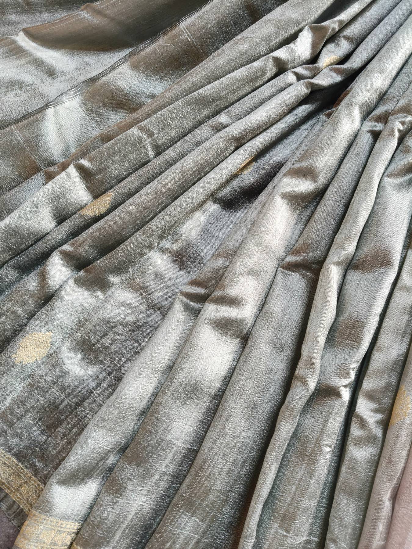 POWDER PINK GREY SHADED DUPION SILK PURE HANDLOOM BANARASI SAREE