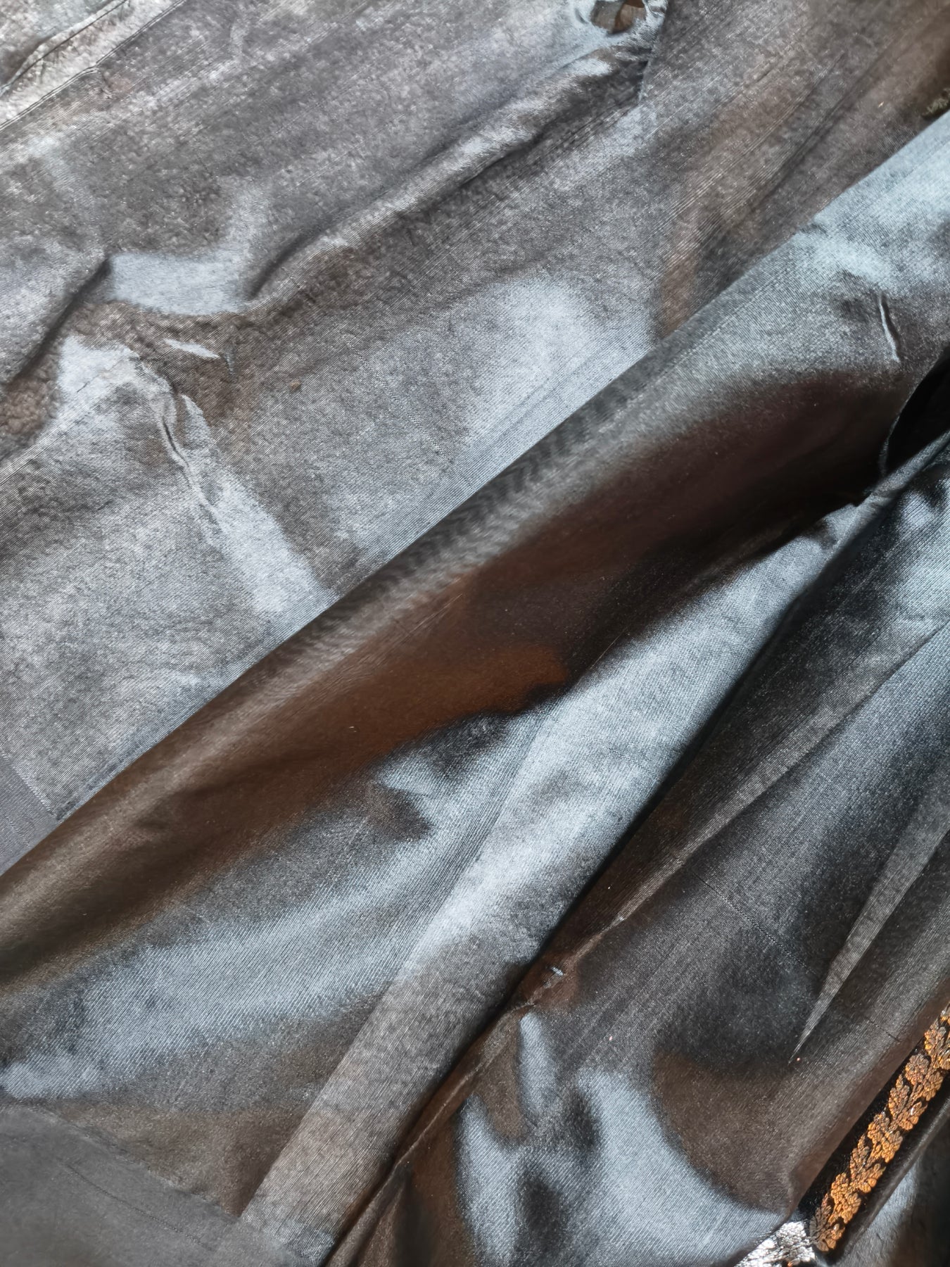 BLACK SILK PURE HANDLOOM CHANDERI SAREE