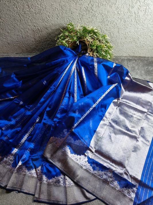 ROYAL BLUE SILK PURE HANDLOOM CHANDERI SAREE