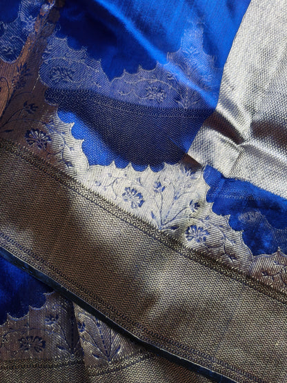 ROYAL BLUE SILK PURE HANDLOOM CHANDERI SAREE