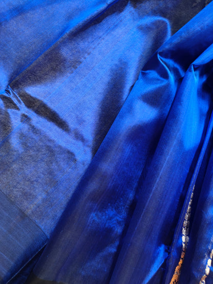 ROYAL BLUE SILK PURE HANDLOOM CHANDERI SAREE