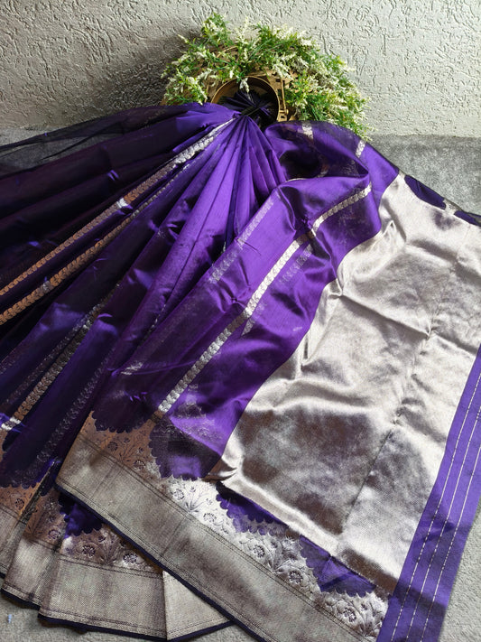 PURPLE SILK PURE HANDLOOM CHANDERI SAREE
