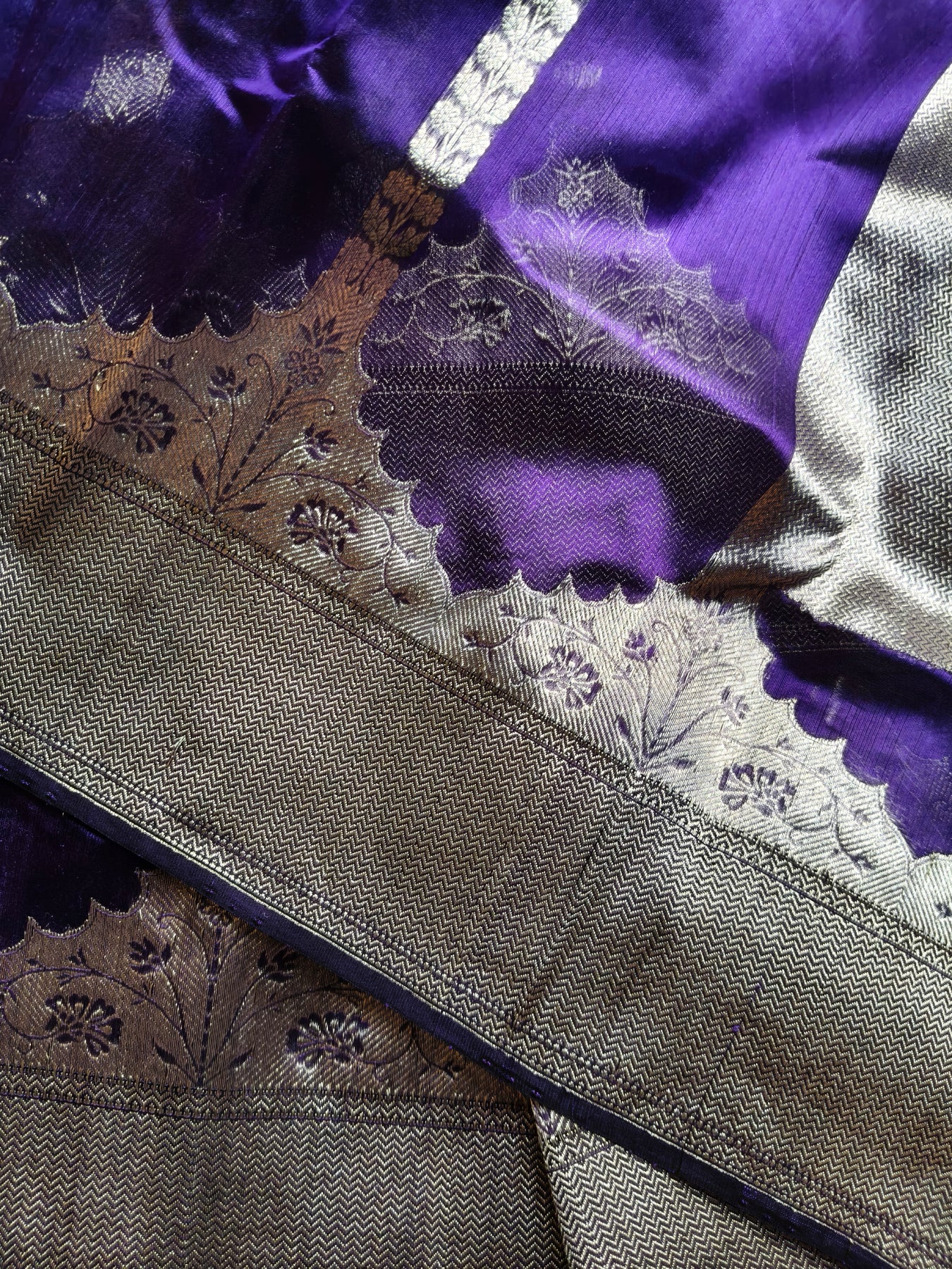 PURPLE SILK PURE HANDLOOM CHANDERI SAREE