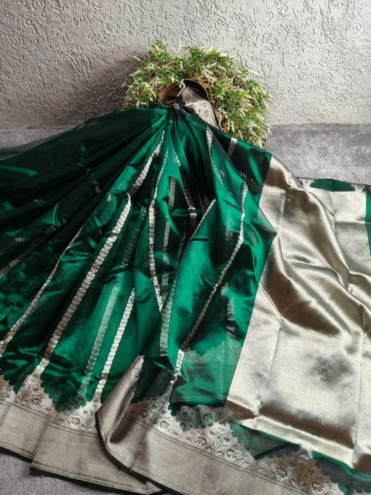 GREEN SILK PURE HANDLOOM CHANDERI SAREE