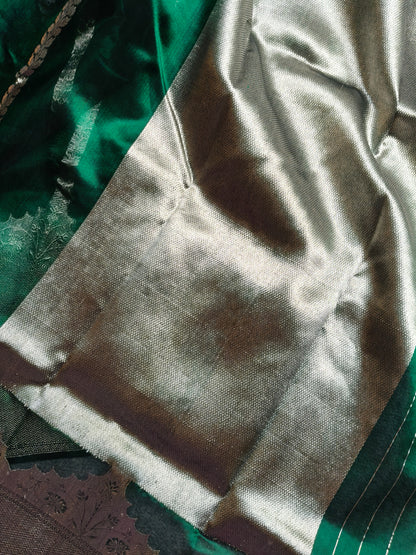 GREEN SILK PURE HANDLOOM CHANDERI SAREE
