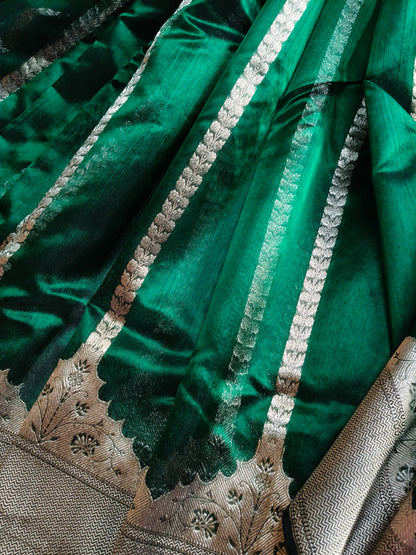 GREEN SILK PURE HANDLOOM CHANDERI SAREE