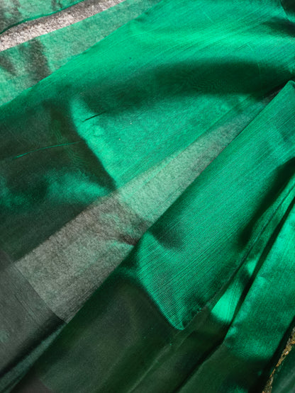 GREEN SILK PURE HANDLOOM CHANDERI SAREE