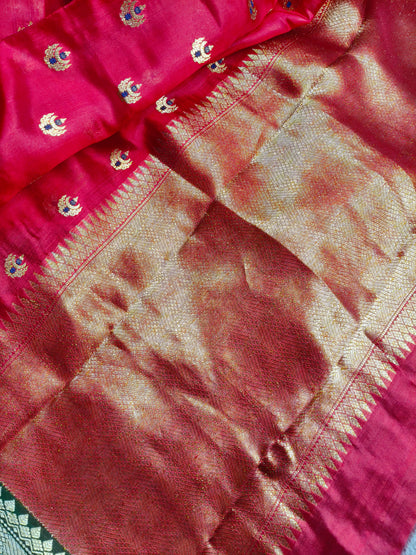RED SILK PURE HANDLOOM CHANDERI SAREE