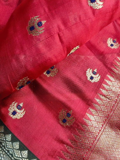 RED SILK PURE HANDLOOM CHANDERI SAREE
