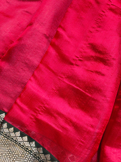 RED SILK PURE HANDLOOM CHANDERI SAREE