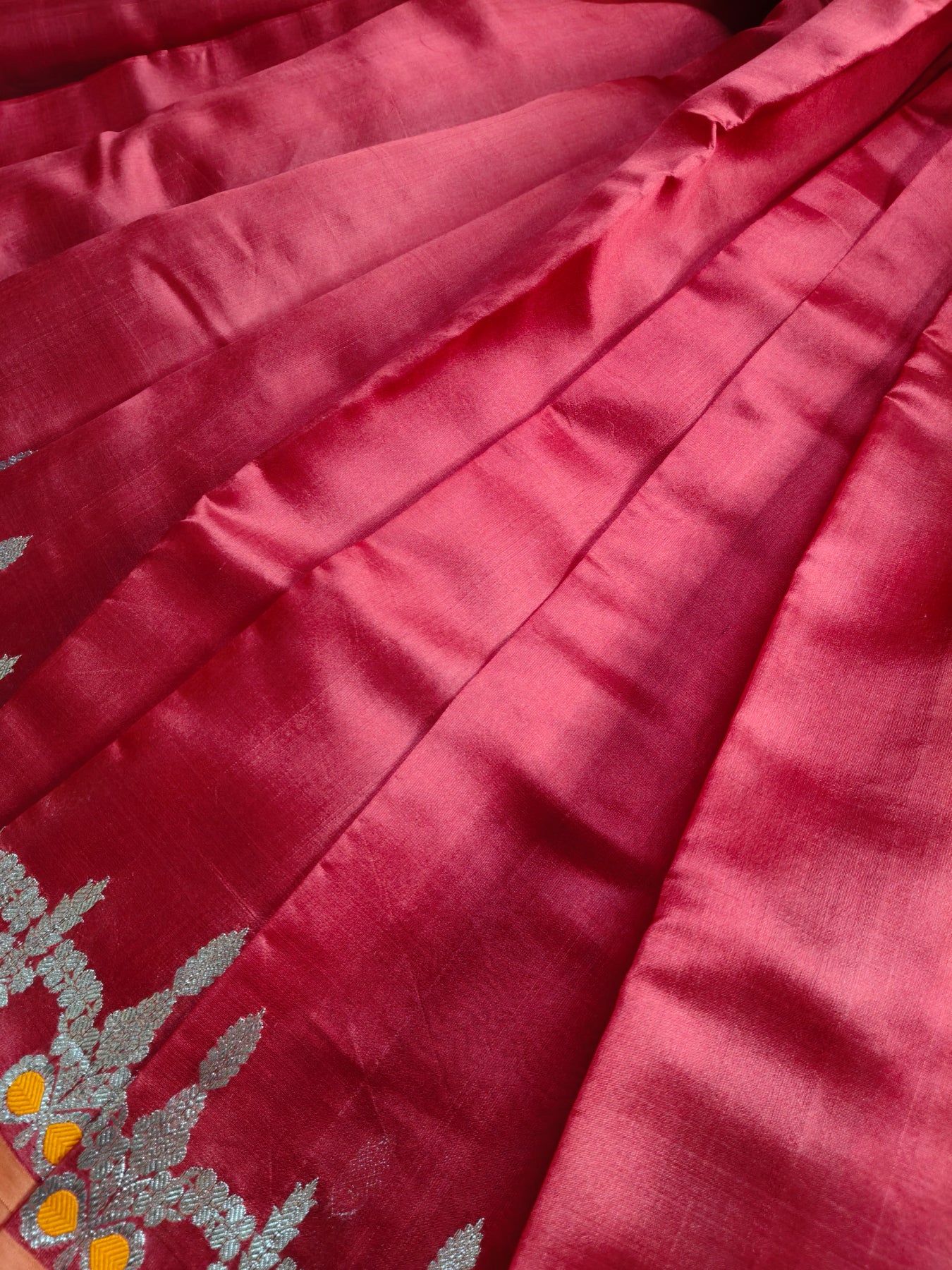 RED SILK PURE HANDLOOM CHANDERI SAREE