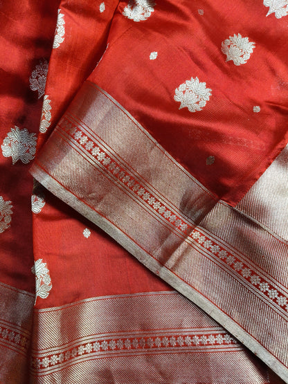 RED SILK PURE HANDLOOM CHANDERI SAREE