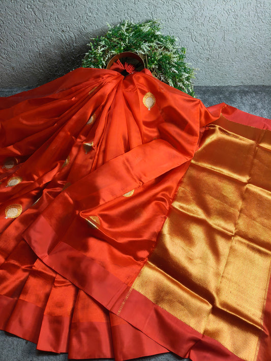RED SILK PURE HANDLOOM CHANDERI SAREE