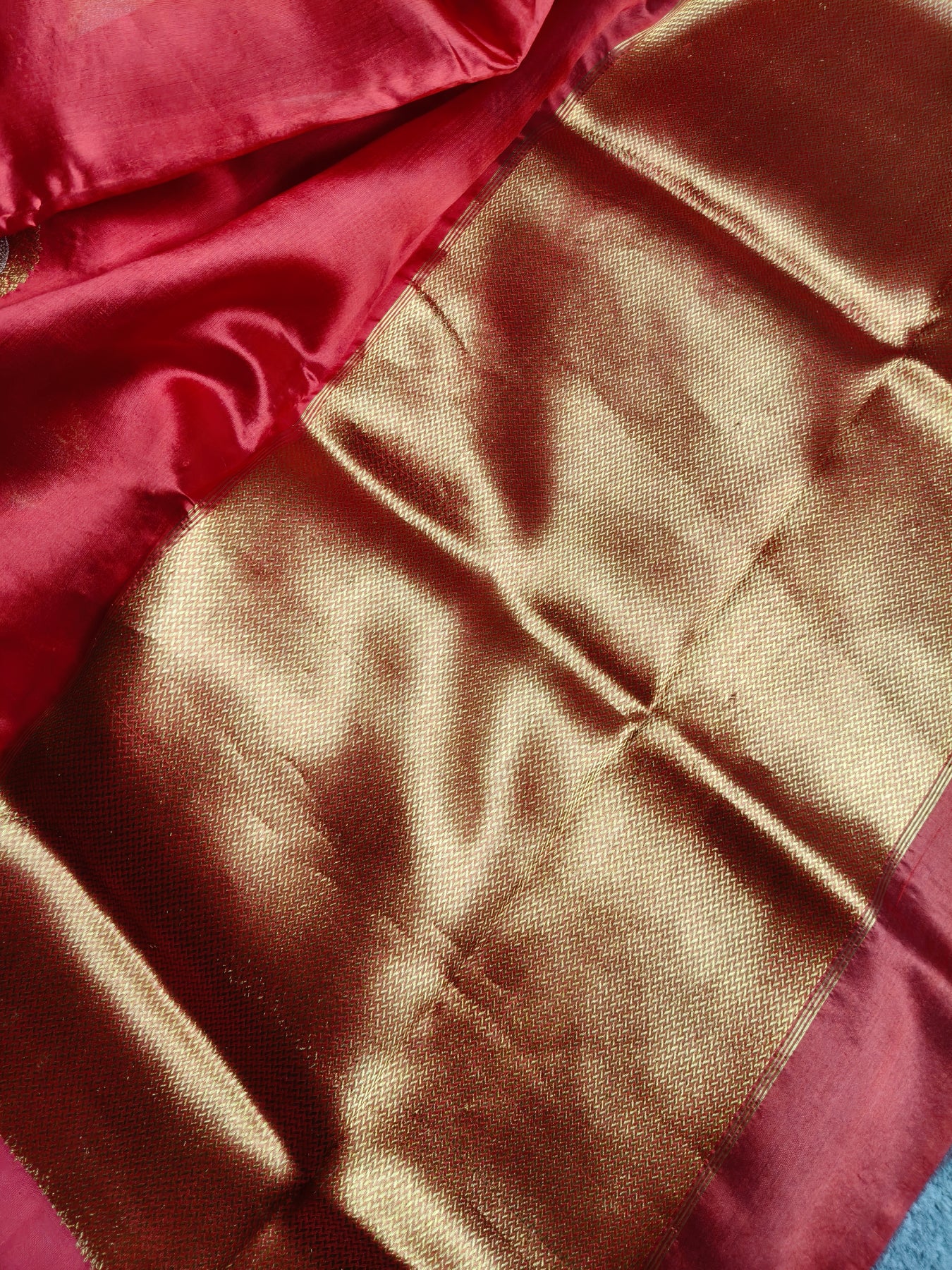 RED SILK PURE HANDLOOM CHANDERI SAREE