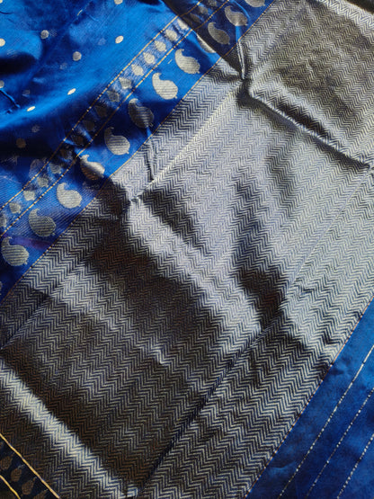 ROYAL BLUE SILK PURE HANDLOOM CHANDERI SAREE