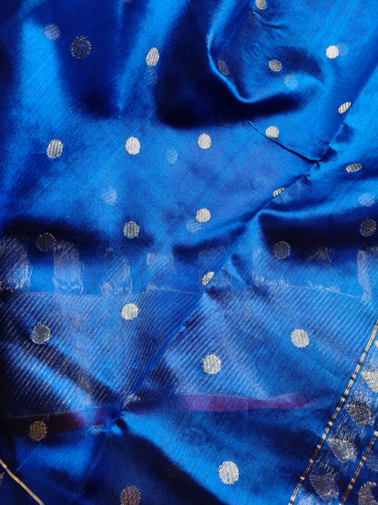 ROYAL BLUE SILK PURE HANDLOOM CHANDERI SAREE