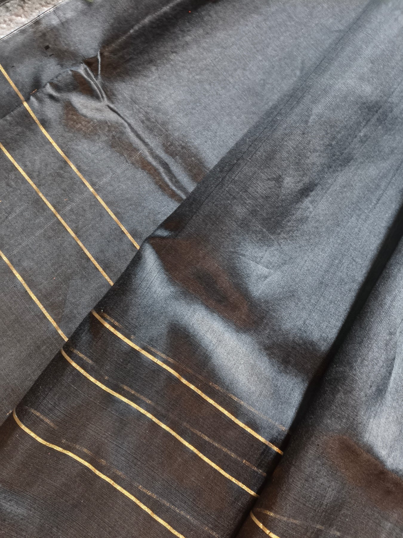 BLACK SILK PURE HANDLOOM CHANDERI SAREE