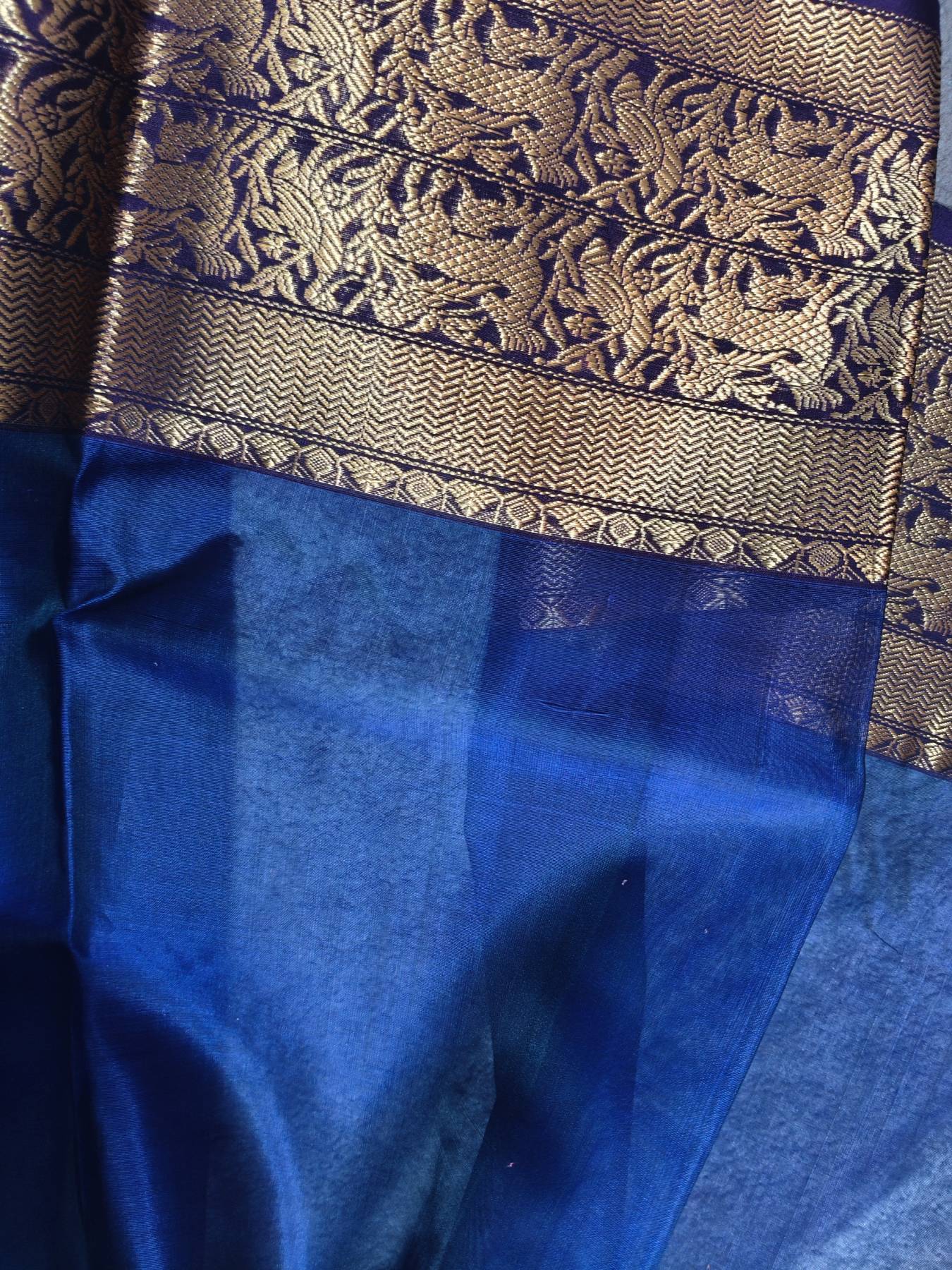 INDIGO BLUE KATAN SILK PURE HANDLOOM CHANDERI SAREE