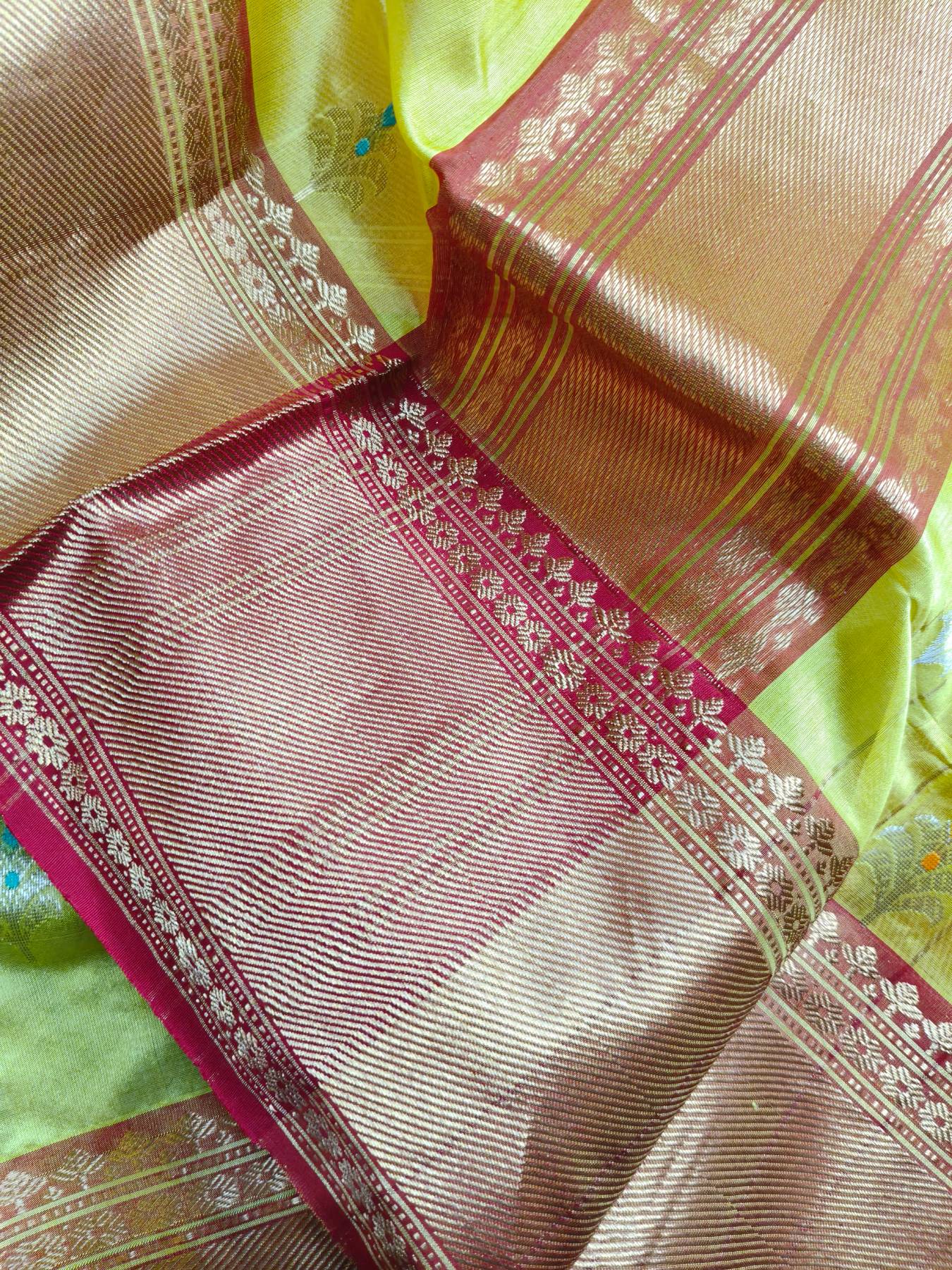 YELLOW PATTU SILK PURE HANDLOOM CHANDERI SAREE