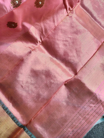 CANDY PINK PATTU SILK PURE HANDLOOM CHANDERI SARE
