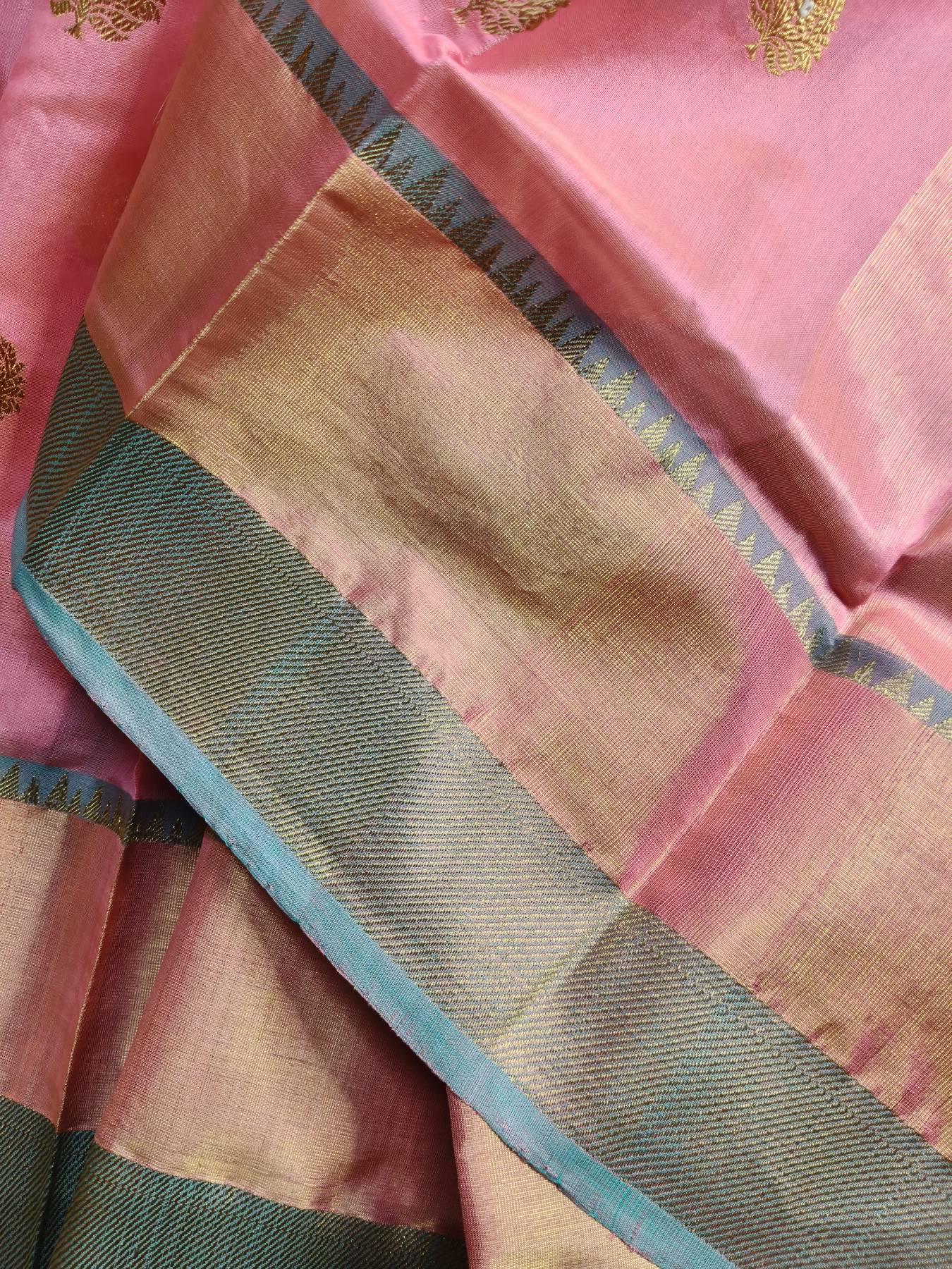 CANDY PINK PATTU SILK PURE HANDLOOM CHANDERI SARE