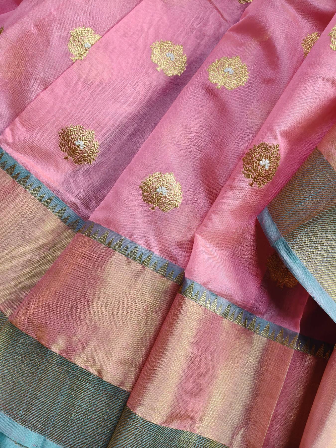 CANDY PINK PATTU SILK PURE HANDLOOM CHANDERI SARE