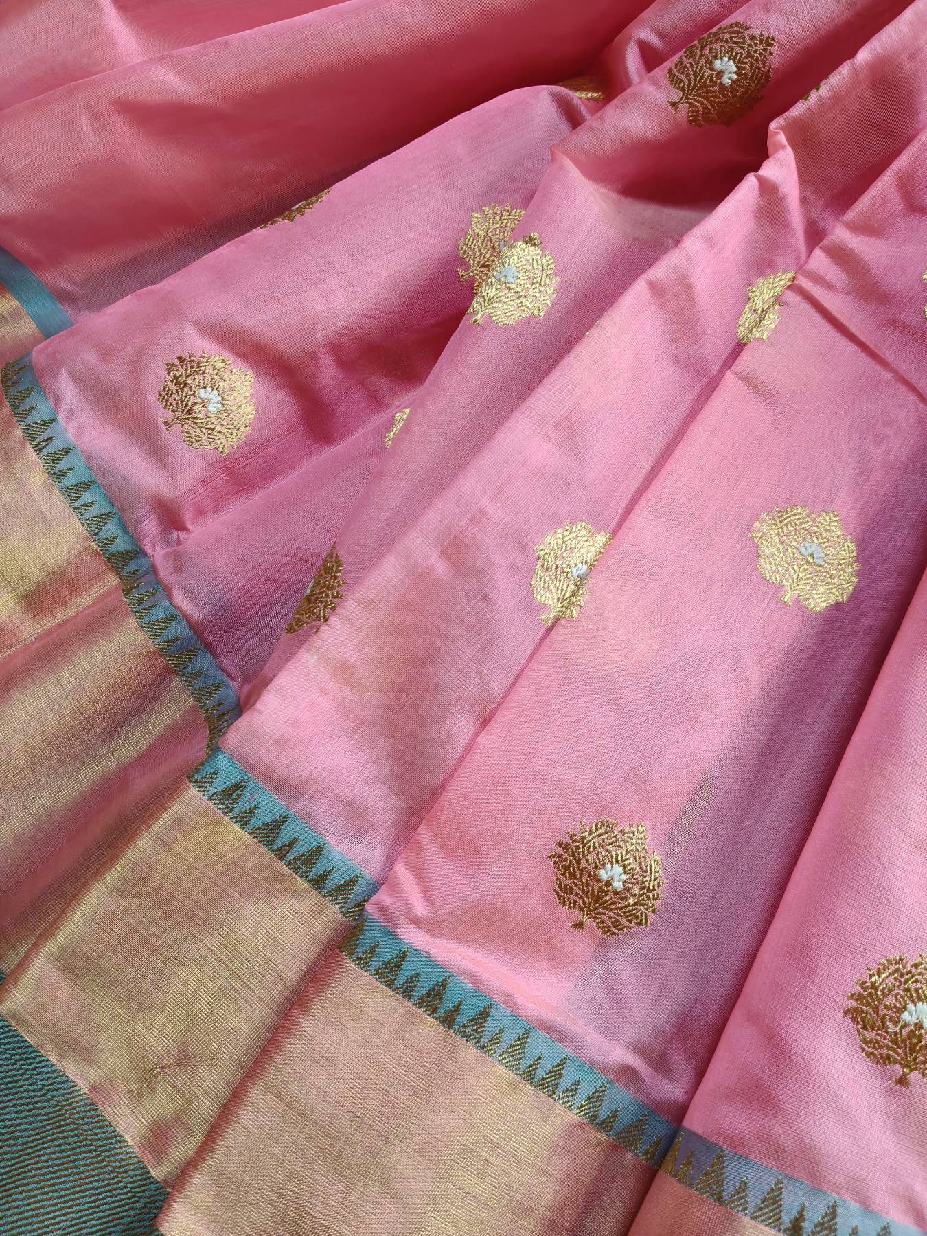 CANDY PINK PATTU SILK PURE HANDLOOM CHANDERI SARE
