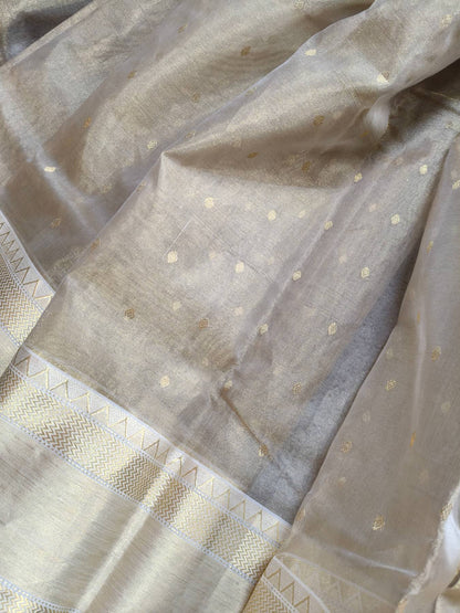 GOLD KATAN TISSUE PURE HANDLOOM CHANDERI SAREE