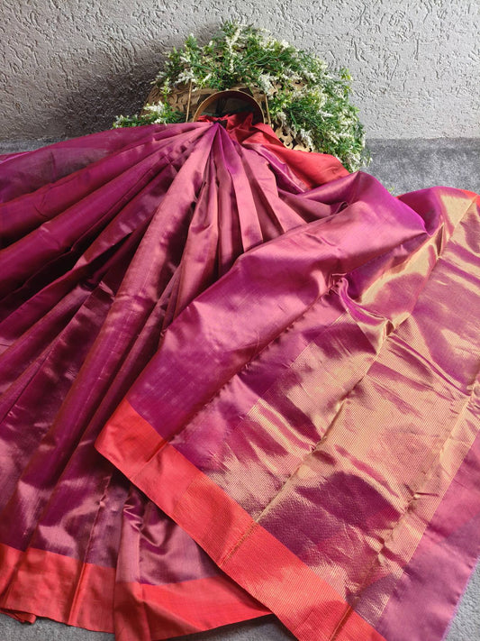 WINE PATTU SILK  PURE HANDLOOM CHANDERI SAREE