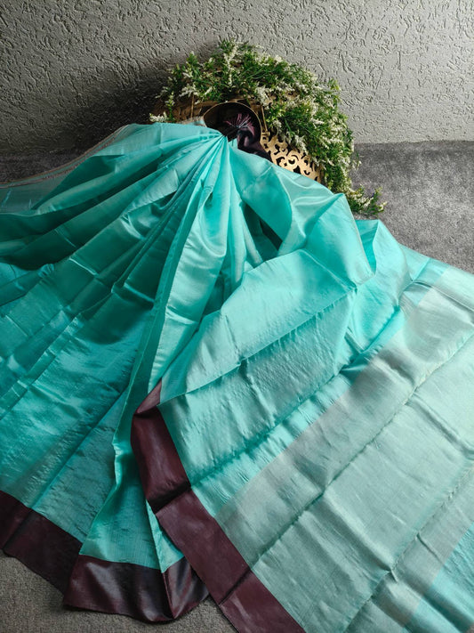 BLUE PATTU SILK  PURE HANDLOOM CHANDERI SAREE