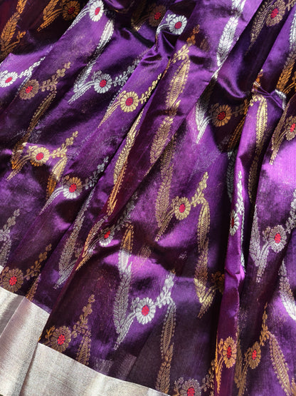 PURPLE PATTU SILK PURE HANDLOOM CHANDERI SAREE