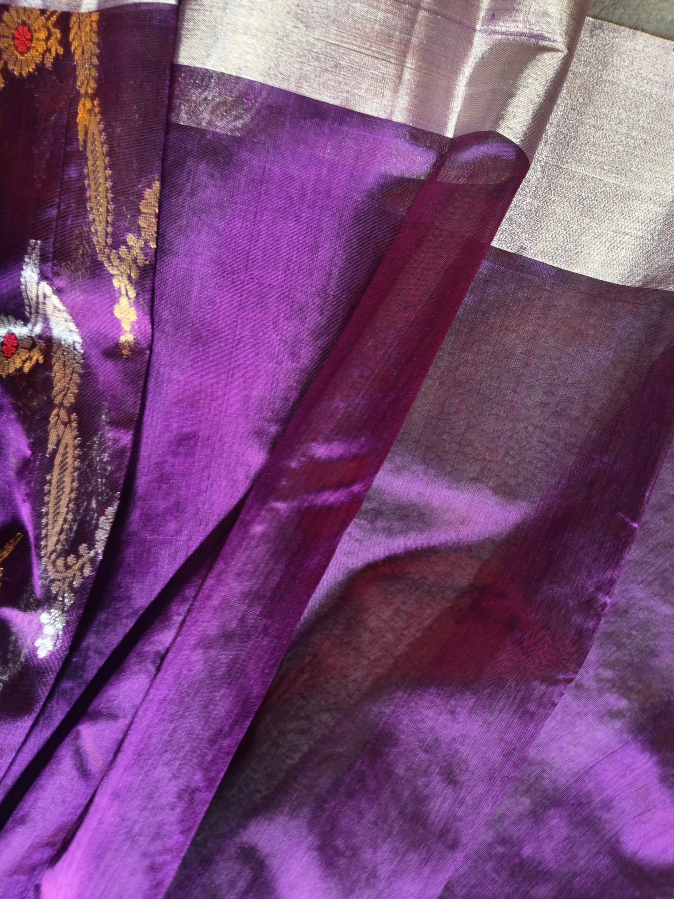 PURPLE PATTU SILK PURE HANDLOOM CHANDERI SAREE