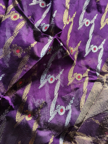 PURPLE PATTU SILK PURE HANDLOOM CHANDERI SAREE