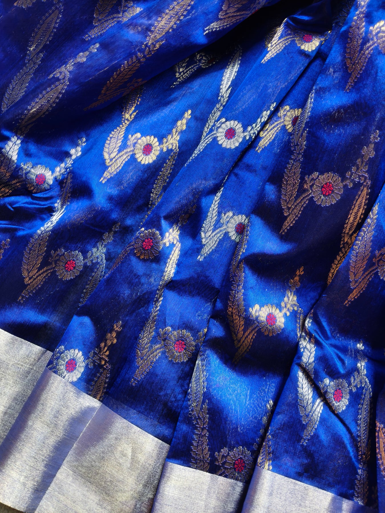 ROYAL BLUE PATTU SILK PURE HANDLOOM CHANDERI SAREE