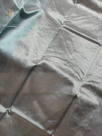 SKY BLUE SILK PURE HANDLOOM CHANDERI SAREE