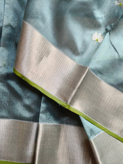 SKY BLUE SILK PURE HANDLOOM CHANDERI SAREE