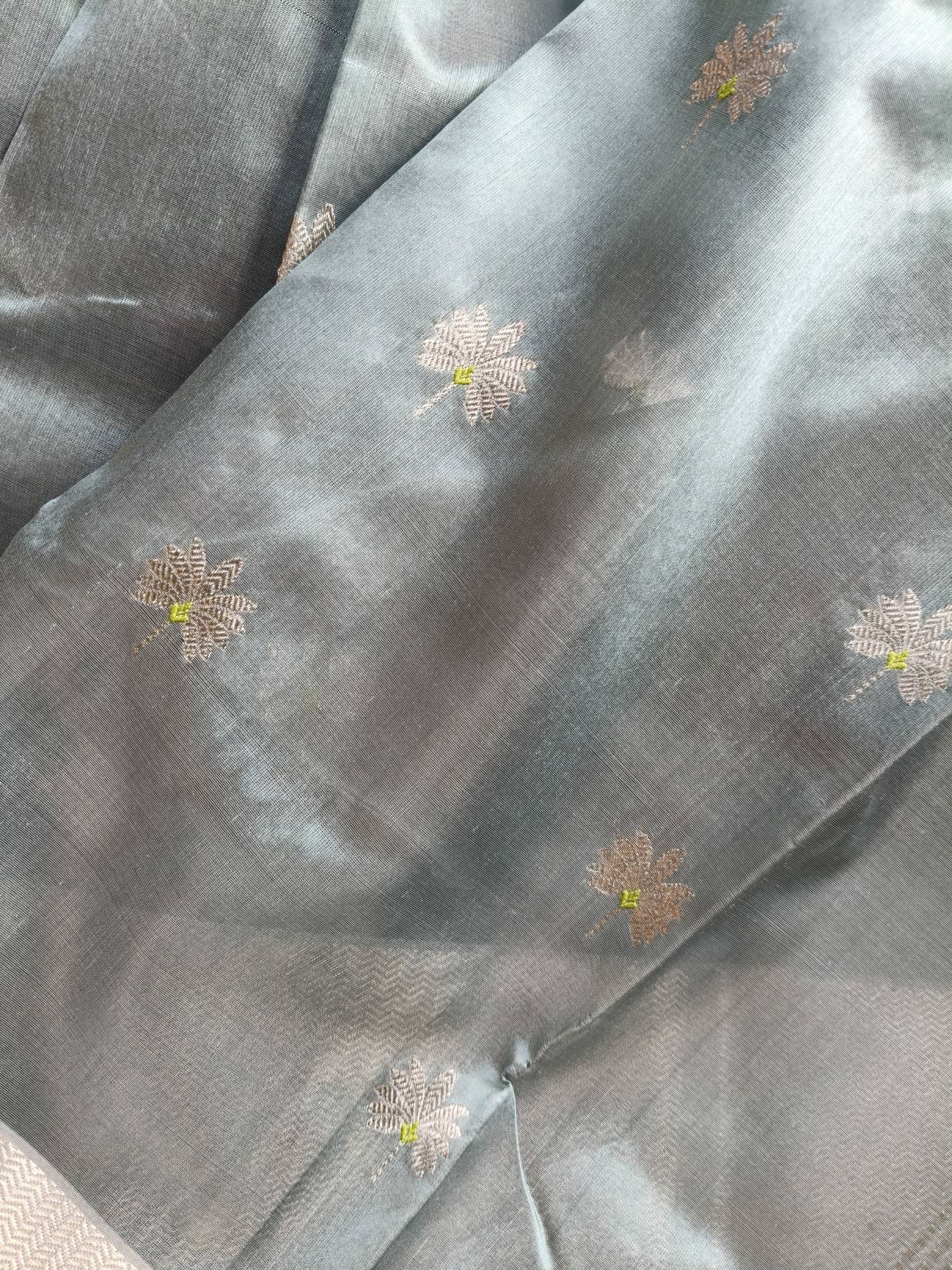 SKY BLUE SILK PURE HANDLOOM CHANDERI SAREE